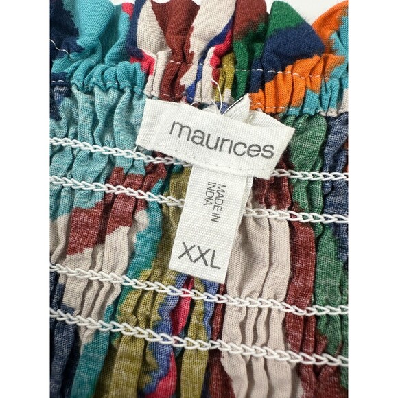 Maurices Bright Floral Smocked Poplin Midi Dress Multicolored Pockets Womens XXL - Picture 7 of 13